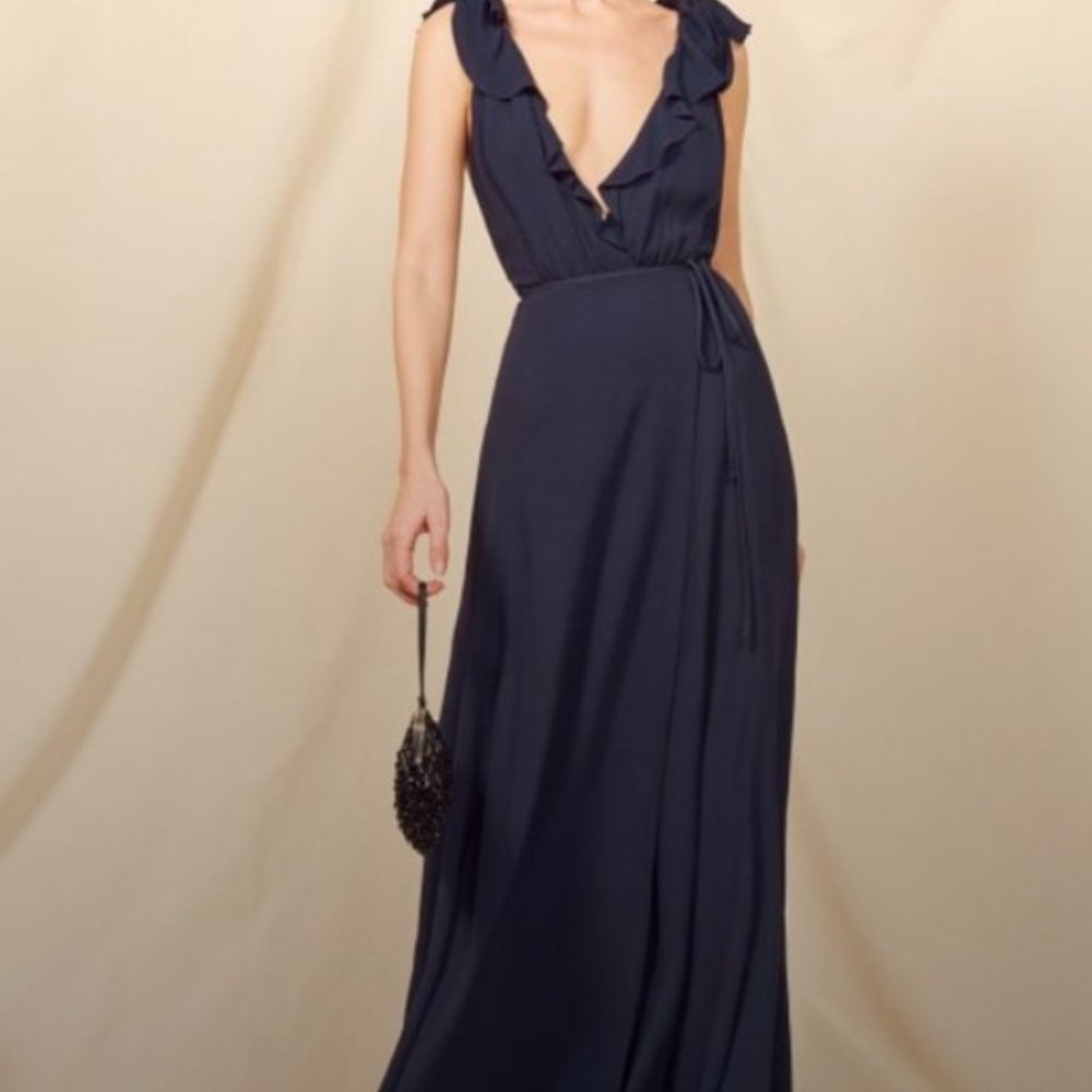 Reformation Peppermint Dress - Navy Blue - Size XS